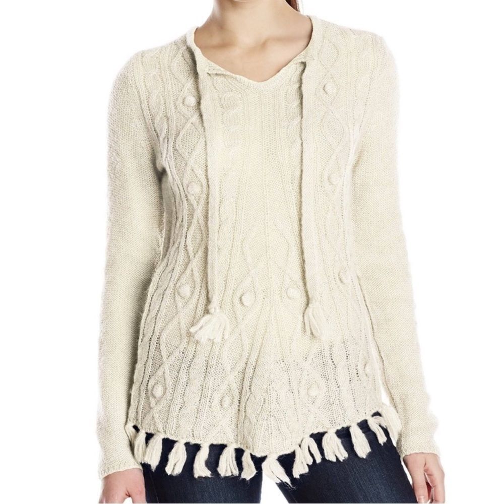 PRANA Shelby Poncho Wool Blend Pullover Sweater Cream Women’s Size Medium